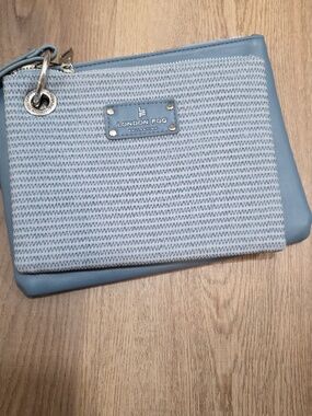 London Fog Powder Blue Woven-Front Wristlet Clutch